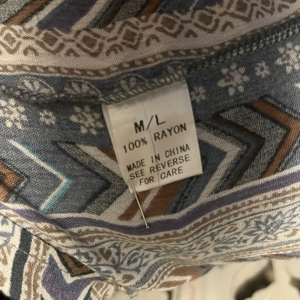 WISHLIST APPAREL SWEET TONES BLUE & TAN DESIGN ANGEL WING WRAP SHAWL KIMONO - Picture 8 of 8